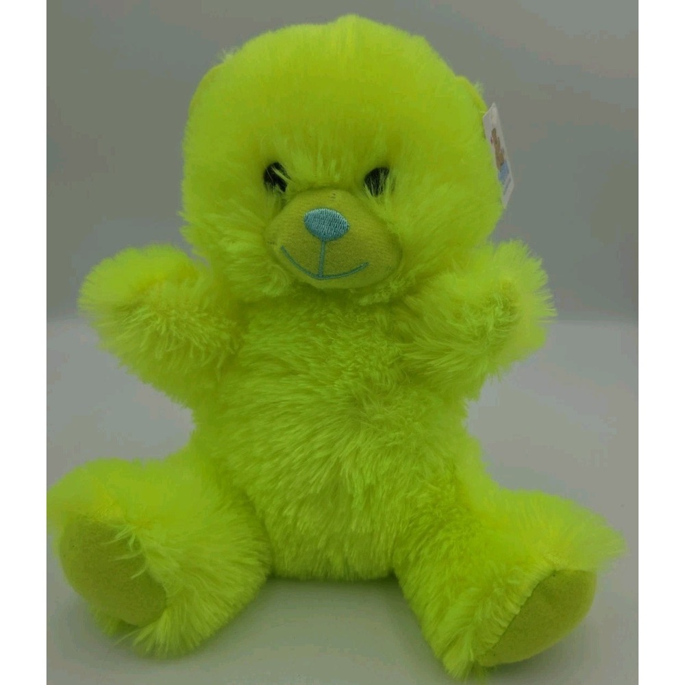Bright Neon Orange Plush Shaggy Teddy Bear Goffa International 9" H Cute Cuddly